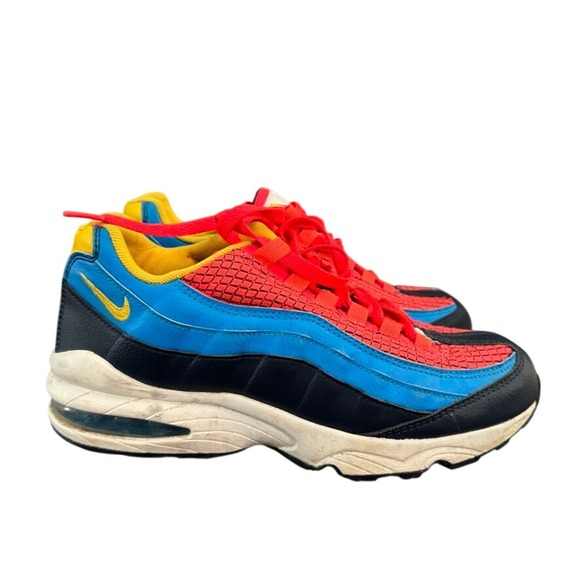 Nike Shoes - Nike Air Max 95 GS Crimson Blue Multi-Color Red Blue Yellow Sneakers Women 8.5